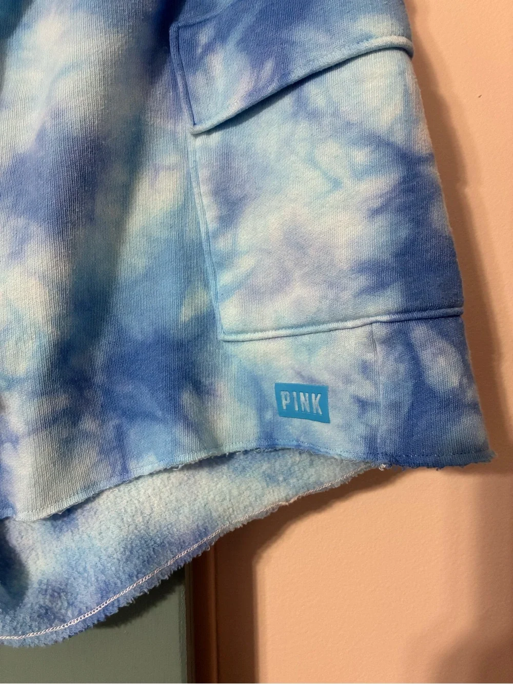 PINK Victoria's Secret Light Blue Tie-Dye Lounge Shorts with Cargo Pockets